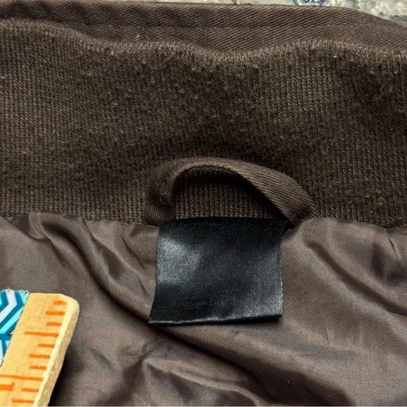 Vintage Y2K Blac Label Jacket Men’s Large Trench Military Graphic Brown Full Zip - Picture 5 of 15